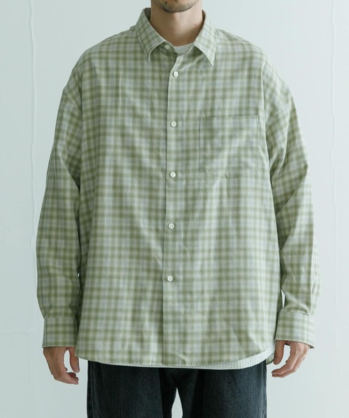 「THOMAS MASON」 長袖シャツ LARGE グリーン メンズ_画像8