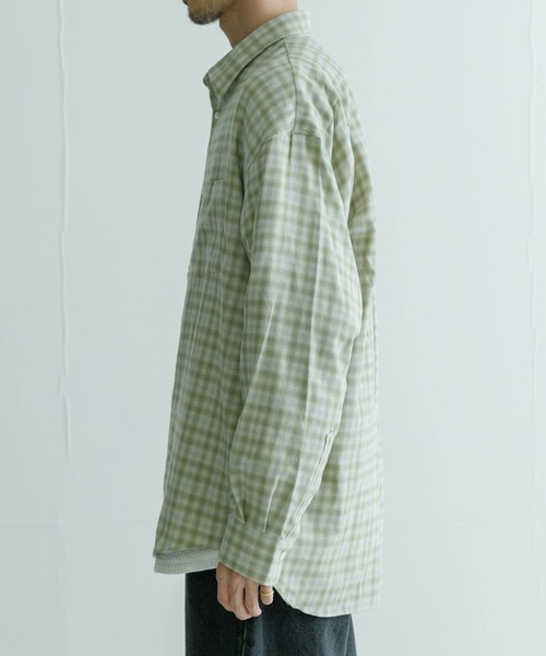 「THOMAS MASON」 長袖シャツ LARGE グリーン メンズ_画像9