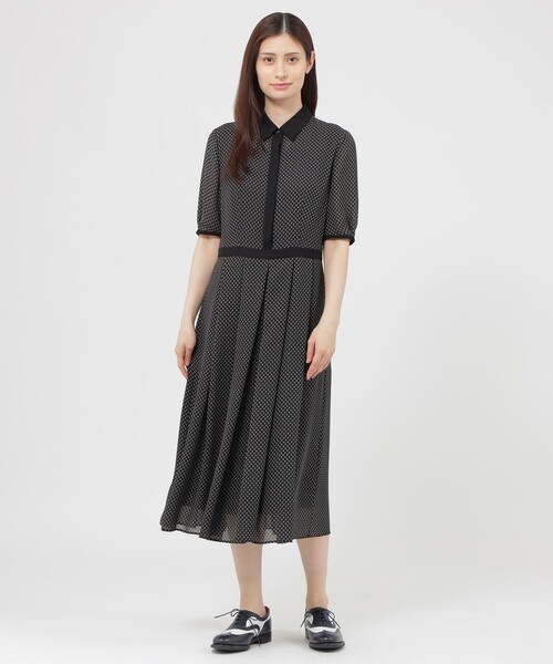ワンピース 「松島花さん着用」「ウォッシャブル」ダイヤドット　ワンピースの画像