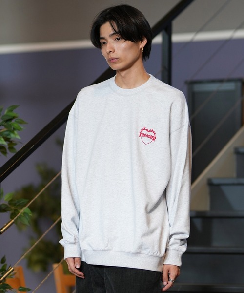 「THRASHER」 スウェットカットソー L グレー レディース_画像5