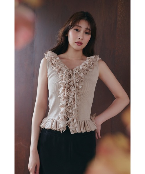 【最終値下げ！】Layered Ruffle Knit Top Her lip to ニット セーター Layered Ruffle Knit Top レディース