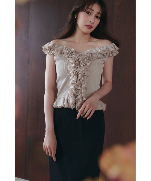 Her lip to ニット セーター Layered Ruffle Knit Top レディース