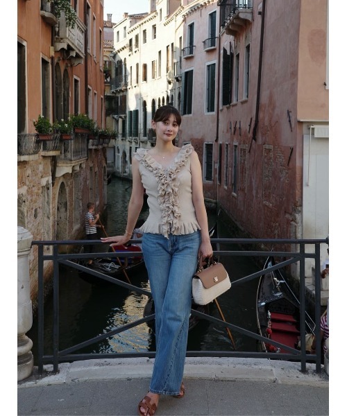 Her lip to ニット セーター Layered Ruffle Knit Top レディース