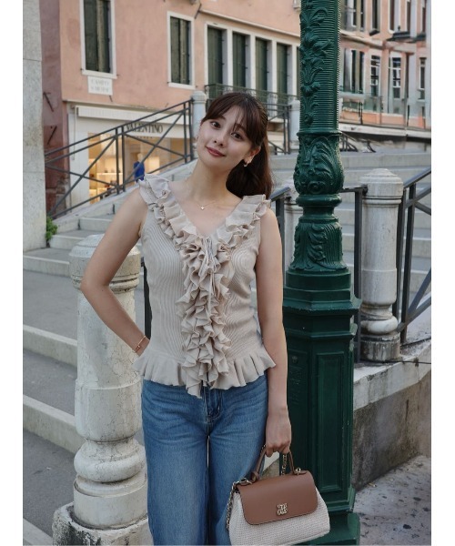 Her lip to ニット セーター Layered Ruffle Knit Top レディース