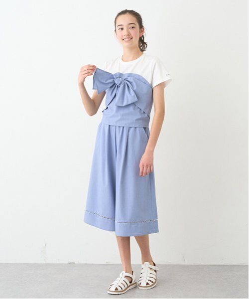 「pom ponette junior」 「KIDS」クロップドパンツ - ブルーグレー キッズ_画像2