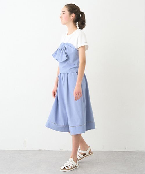 「pom ponette junior」 「KIDS」クロップドパンツ - ブルーグレー キッズ_画像3