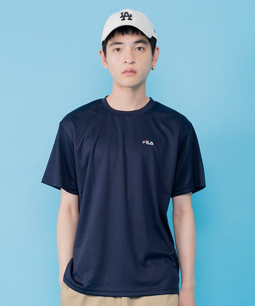FILA - FILA フィラ テニスウェア 半袖ゲームTシャツ青 吸汗速乾 メンズM 新品 FILA tシャツ FILA/フィラ 吸汗速乾 ワンポイント ブランド ロゴ