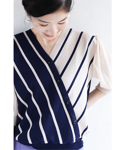 ネイビー ストライプ ニットセーター ストライプ柄ジャカードセーター - ネイビーブルー | ZARA Japan