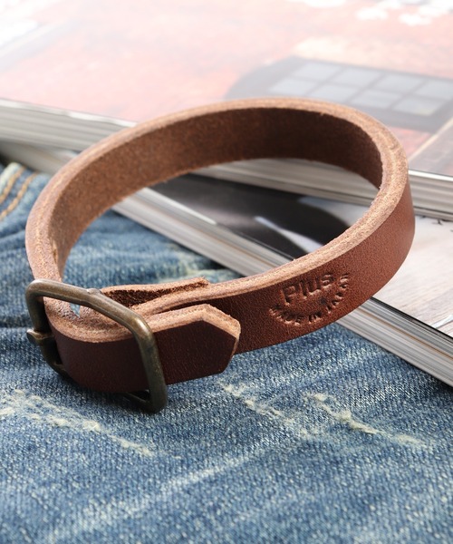 【ハンドメイド】レザーブレスレット　クロムエクセル×ヌメ革 FUNALIVE（ファンアライブ） ブレスレット プラスレザー クロム