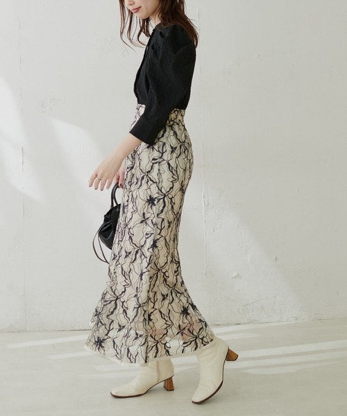 natural couture スカート 長さ変えられるパイピングレース