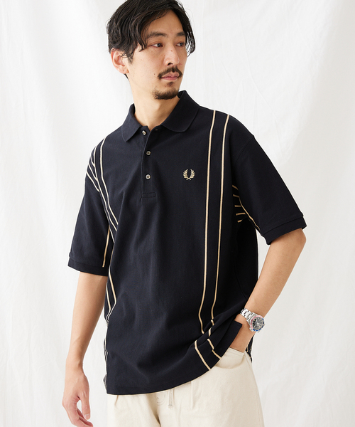フレッドペリーポロシャツ ストライプ襟　メンズM FRED PERRY ポロシャツ 「FRED PERRY/フレッドペリー別注