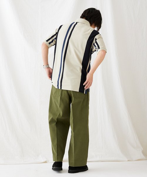 FRED PERRY ￼ストライプポロシャツ　半袖　切替デザイン　Ｌメンズ FRED PERRY ポロシャツ 「FRED PERRY/フレッドペリー別注