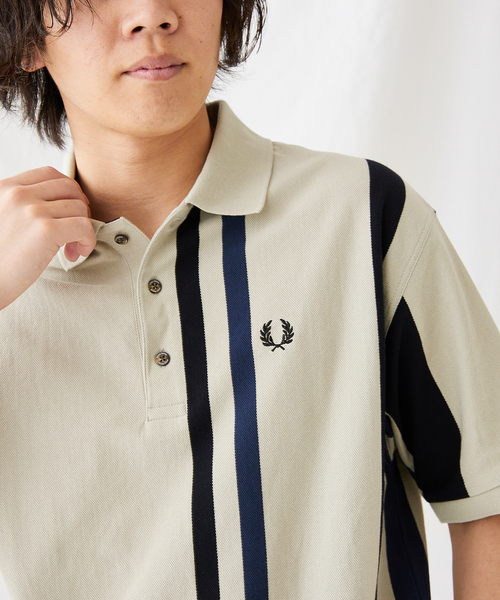 フレッドペリーポロシャツ ストライプ襟　メンズM FRED PERRY ポロシャツ 「FRED PERRY/フレッドペリー別注
