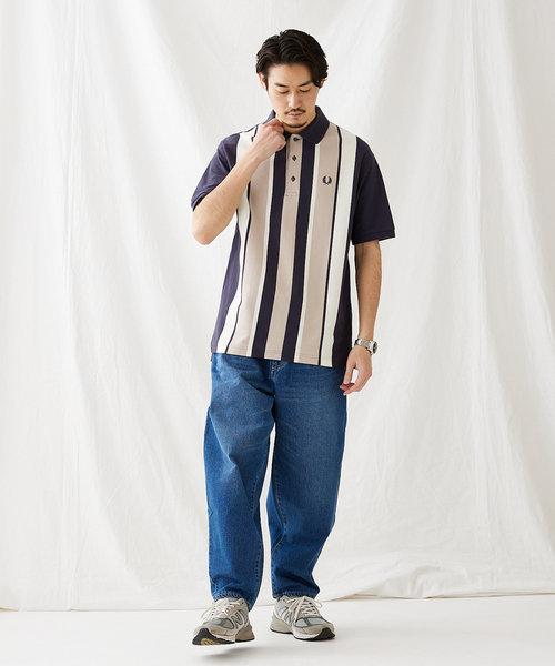 Fred Perry 黒 半袖ポロシャツ ストライプ襟 FRED PERRY ストライプトリム ポロシャツ 通販 - FARFETCH