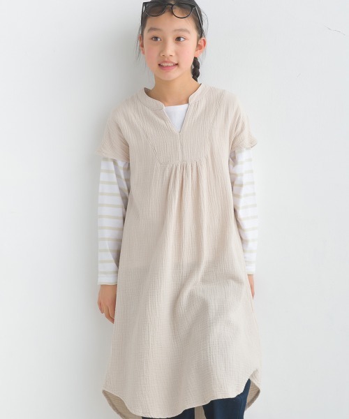 OMNES（オムネス） ワンピース キッズダブルガーゼフレンチスリーブ