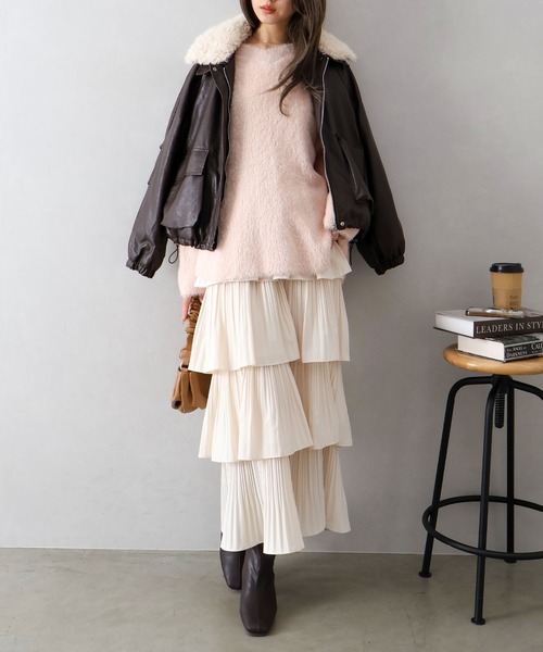 SpRay（スプレイ） スカート プリーツティアードフリルロングスカート