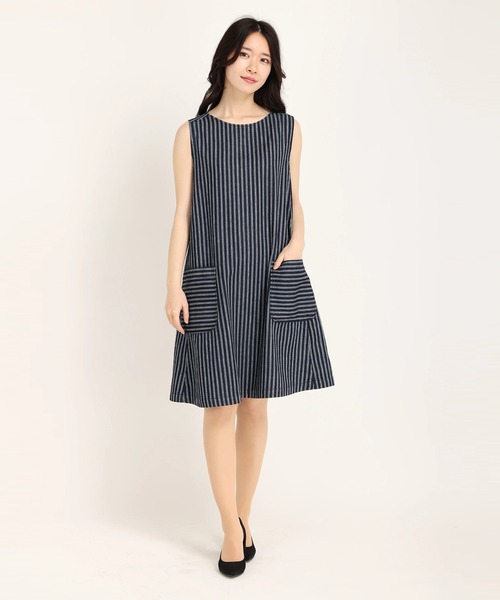 UNIVERVAL MUSE ワンピース ストライプデニム ワンピース UNIVERVAL MUSE ワンピース ストライプデニム ワンピース