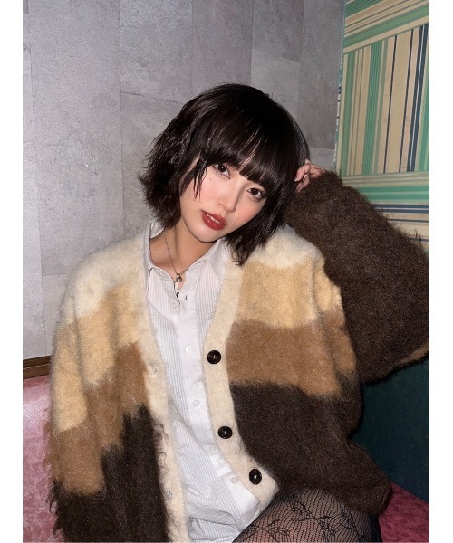 カーディガン kanane× INTERFACTORY mohair knit レディース