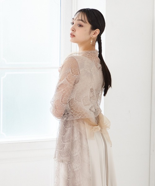 AIMER ストール マフラー ラッセルレース×チュールレイヤード
