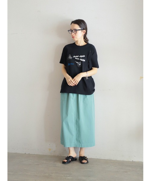 「FIL DE FER」 半袖Tシャツ FREE グリーン レディース FIL DE FER tシャツ tune up プリント クルーネックTEE
