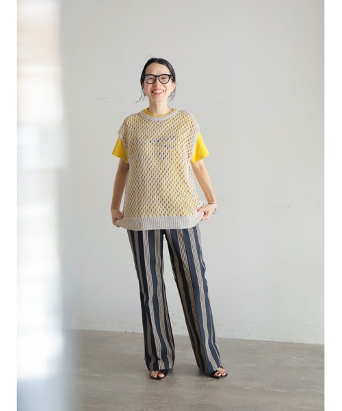 「FIL DE FER」 半袖Tシャツ FREE グリーン レディース FIL DE FER tシャツ tune up プリント クルーネックTEE