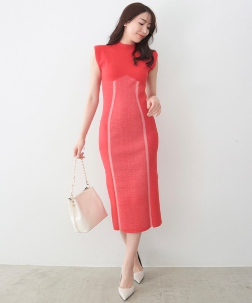 AMBIENT（アンビエント） ワンピース コントラストリブニット