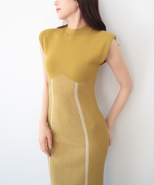 AMBIENT（アンビエント） ワンピース コントラストリブニット