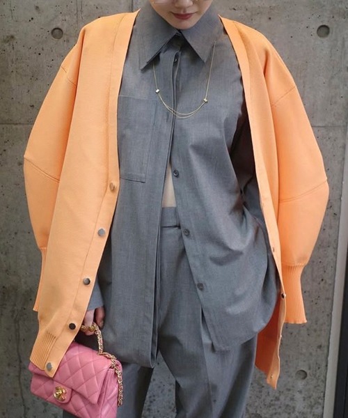 カーディガン FRONT SNAP BIG KNIT CARDIGAN / フロントスナップビッグニットカーディガン レディース メンズ