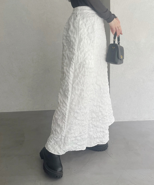 Eclat one スカート 「Eclat one」花柄 ふくれジャガード フレア