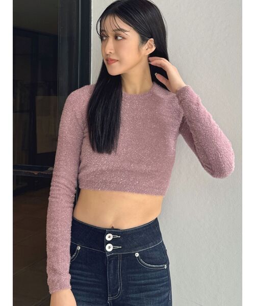 GYDA（ジェイダ） ニット セーター BACK リボンラメシャギーショート