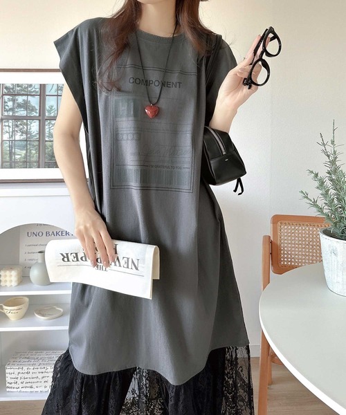 デイリーにもかわいい Tシャツワンピース  レース コンビ classicalelf ワンピース カジュアルとレースの、ちょうどいい