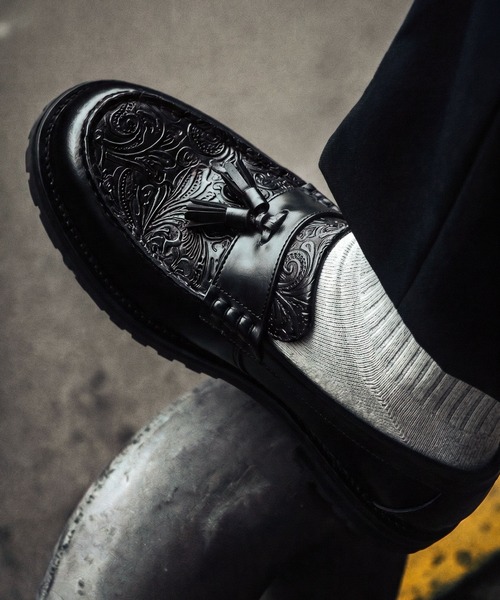 ローファー +4.5cm 牛革 タンクソール タッセルローファー / レザー / London Shoe Make Oxford and Derby 9012 メンズ レディース