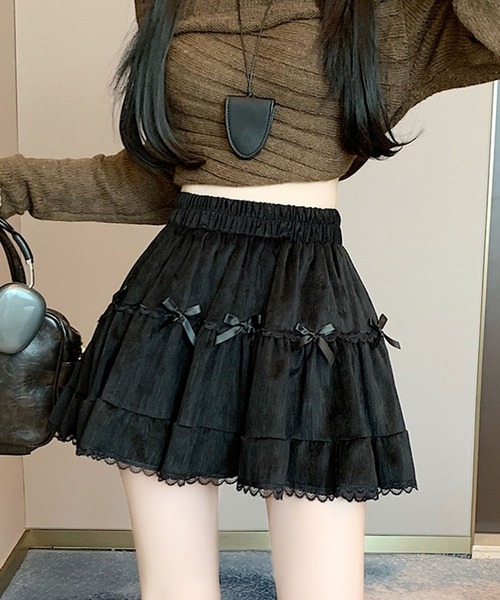 leune（ルネ） スカート リボン付ティアードミニスカート : ZOZOTOWN
