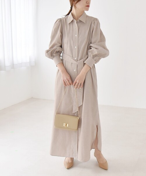 quaranciel シャツワンピース quaranciel:「洗濯機可能」シャンブレー