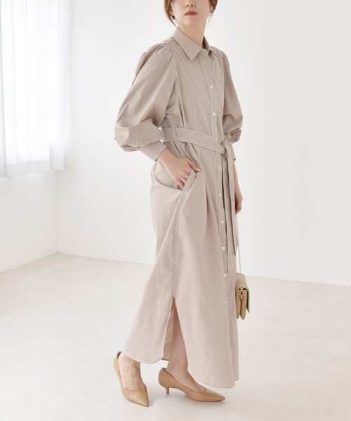 パラスパレス　シャツコート　シャツワンピース quaranciel シャツワンピース quaranciel:「洗濯機可能」シャンブレー