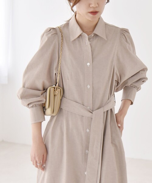 quaranciel シャツワンピース quaranciel:「洗濯機可能」シャンブレー