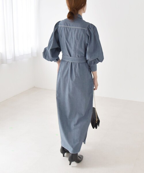 quaranciel シャツワンピース quaranciel:「洗濯機可能」シャンブレー