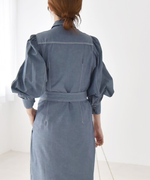 quaranciel シャツワンピース quaranciel:「洗濯機可能」シャンブレー