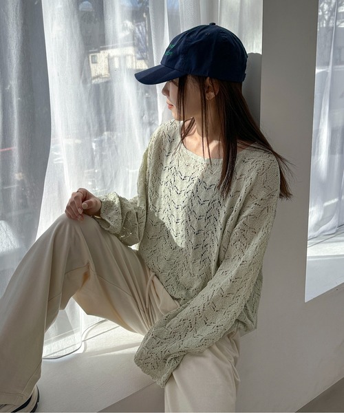 PILIT ニット セーター 「セットアップ可」クロシェボートネックニット