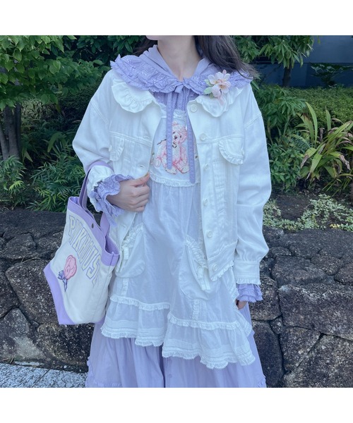 ピンクハウス　チュニック　ワンピース　カントリー　綿ローン　フード ピンクハウス カントリー フード ワンピース 綿ローン 長袖 ロゴ
