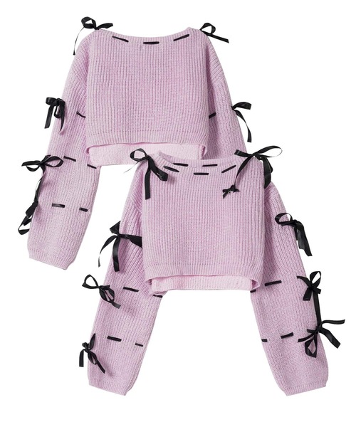 tシャツ 「HOOK」for　girls　リボンと通しアンサンブルトップス レディース