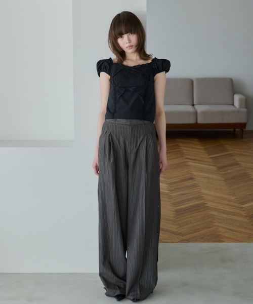 haek ブラウス シャツ ribbon square neck blouse/リボン