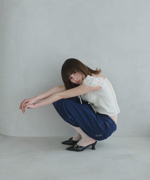 haek ブラウス シャツ ribbon square neck blouse/リボン