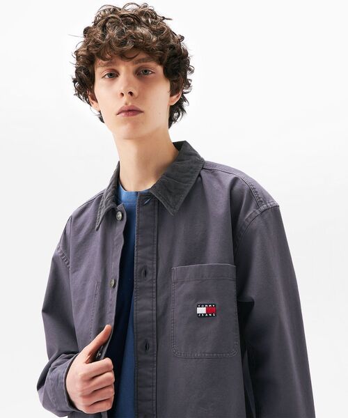 トミージーンズ  JEANS コーデュロイオーバーシャツ （ボルドー） セール】トミージーンズ TOMMY JEANS チャンキーコーデュロイ