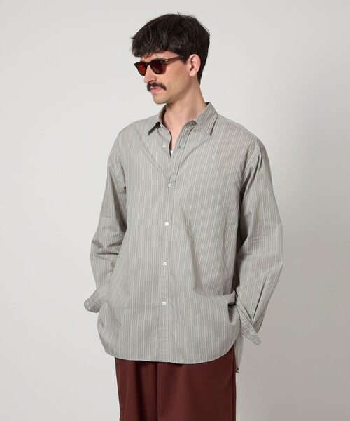 スティーブンアラン ストライプ レギュラーカラー 半袖 シャツ L STEVEN ALAN シャツ 「Steven Alan」 C/L/S ストライプ