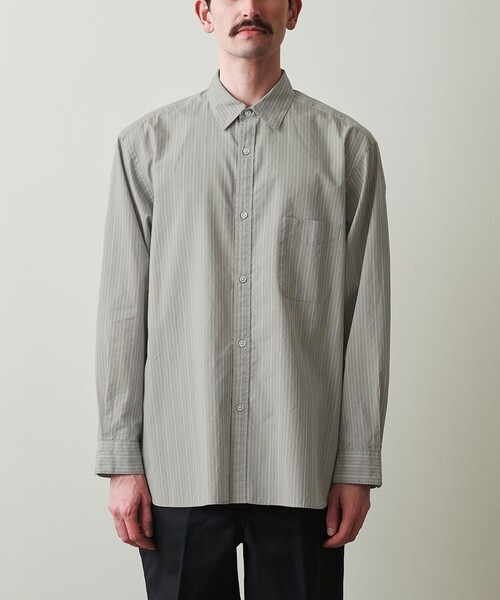 スティーブンアラン ストライプ レギュラーカラー 半袖 シャツ L STEVEN ALAN シャツ 「Steven Alan」 60 コンパクトヤーン