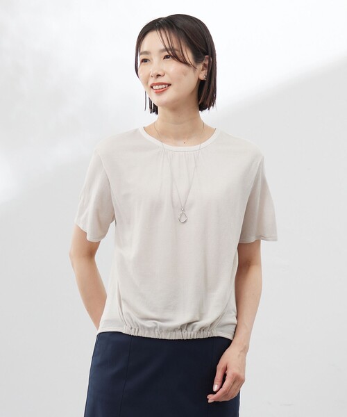 tシャツ 半袖 「洗える」ミラノ風天竺シアー カットソー レディース