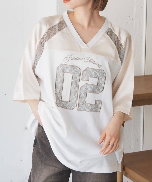 tシャツ レースエンブレムナンバリングTEE/585529 レディース tシャツ レースナンバリングTEE レディース : ZOZOTOWN Yahoo!店