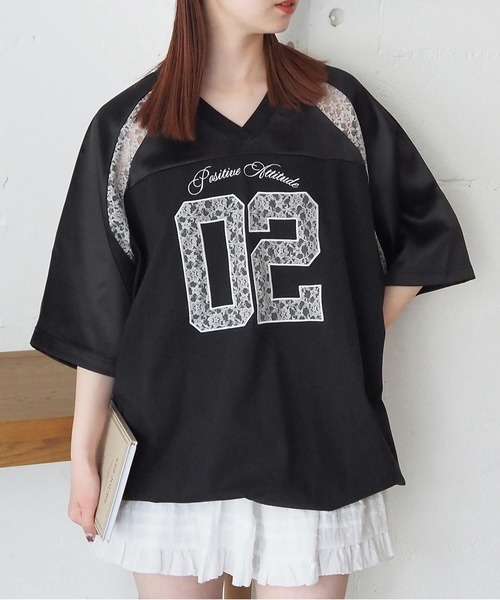tiptop（ティップトップ） tシャツ サテン×レースナンバリングゲーム