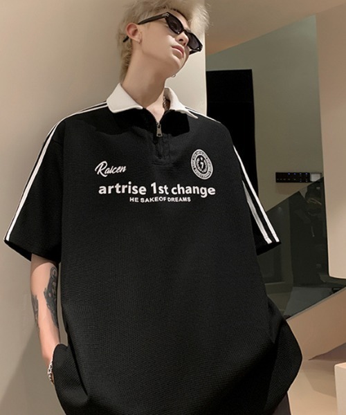 【韓国 Life Work】ワッフルジッパーフロント半袖Tシャツ 韓国 Life Work】スタンダードワッフル長袖Tシャツ (Life Work/T